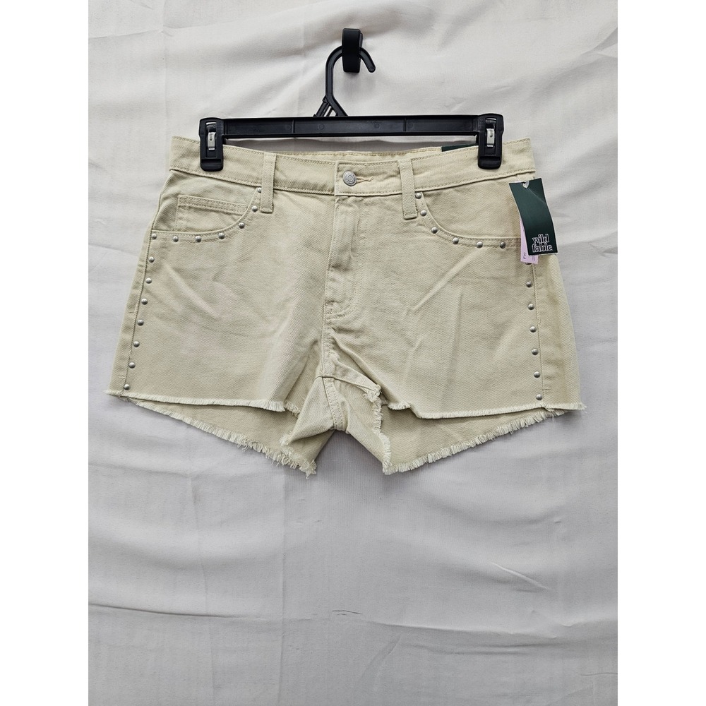Wild Fable Womens Mid-Rise Cutoff Shorts Beige Cotton Studded Casual Size 8